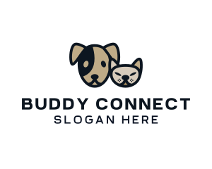 Friendship - Cat Dog Heads logo design