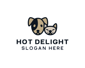 Cat Dog Heads logo design