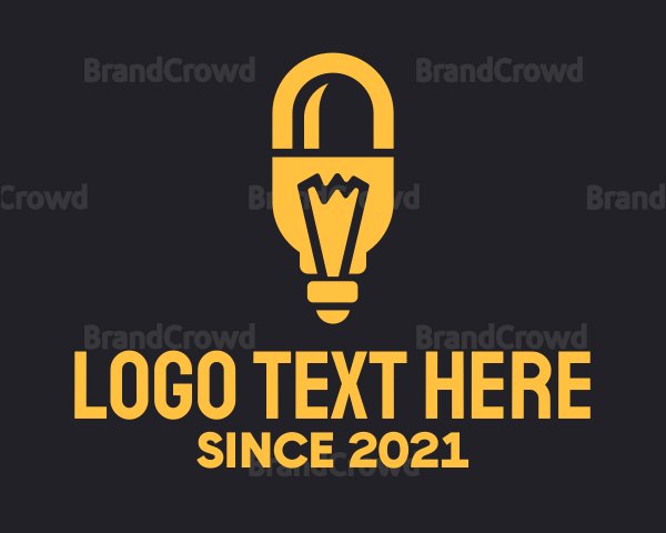 Yellow Light Bulb Pill Logo