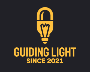 Yellow Light Bulb Pill logo design