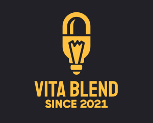 Multivitamin - Yellow Light Bulb Pill logo design