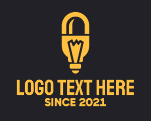 Power - Yellow Light Bulb Pill logo design