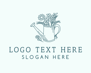 Watering Can - Watering Can Flowers Gardening logo design