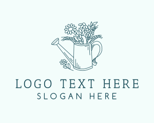 Watering Can Flowers Gardening Logo