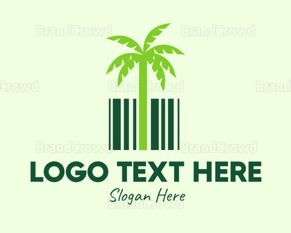 Green Coconut Tree Barcode Logo