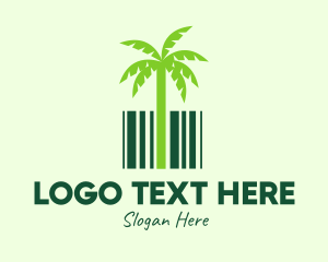 Plant - Green Coconut Tree Barcode logo design