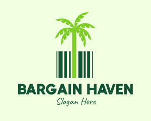 Green Coconut Tree Barcode logo design