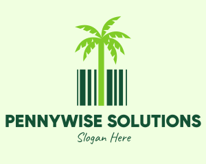 Budget - Green Coconut Tree Barcode logo design