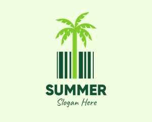 Green Coconut Tree Barcode logo design