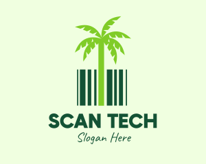 Barcode - Green Coconut Tree Barcode logo design