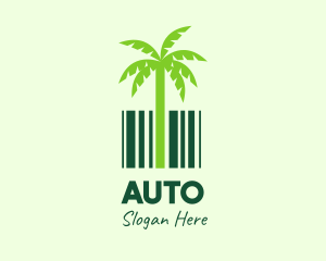 Beach - Green Coconut Tree Barcode logo design