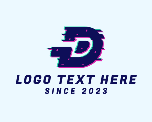 Digital Glitch Letter D logo design