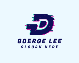 Digital Glitch Letter D Logo