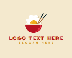 Casserole - Egg Bowl Chopsticks logo design