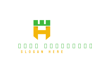 Alphabet - Castle Crown Letter H logo design