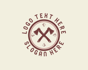 Logging - Cross Axe Hipster logo design