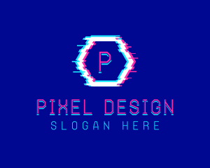 Digital Glitch Pixel logo design