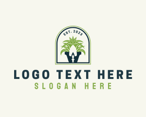 Land - Plant Gardening Shovel logo design