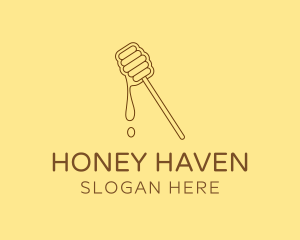 Brown Organic Honey Dipper logo design