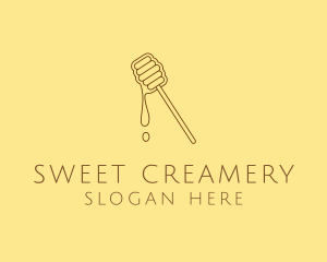 Brown Organic Honey Dipper logo design