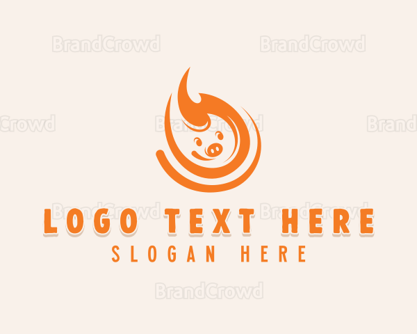 Pig Flaming BBQ Logo
