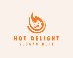 Pig Flaming BBQ  logo design