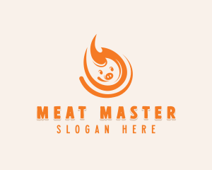 Pig Flaming BBQ  logo design