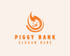 Pig Flaming BBQ  logo design