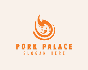 Pig Flaming BBQ  logo design