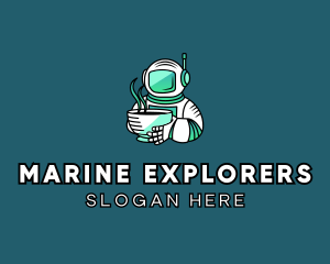 Astronaut Coffee Explorer logo design