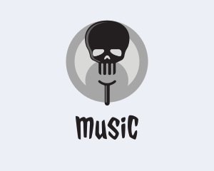 Black - Moon Skull Fork logo design