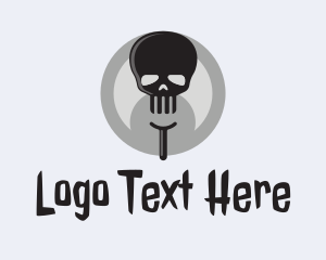Horror - Moon Skull Fork logo design