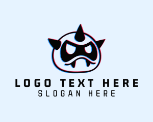 Techno - Glitch Horns Monster logo design