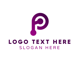 Purple Technology Letter P logo design