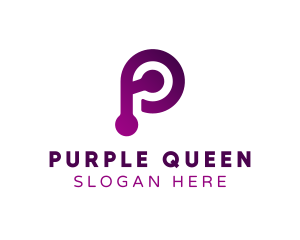 Purple Technology Letter P logo design