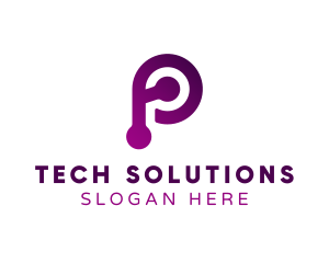 Technological - Purple Technology Letter P logo design