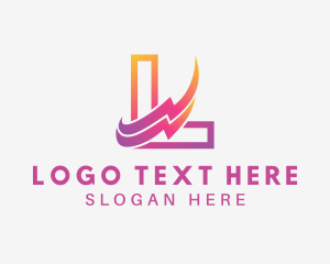 Gradient - Electric Lightning Letter L logo design