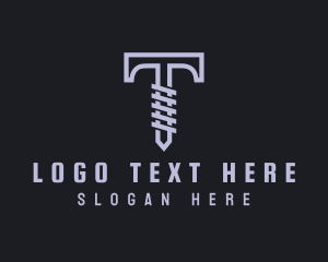 Plumber - Tool Drill Screw Letter T logo design