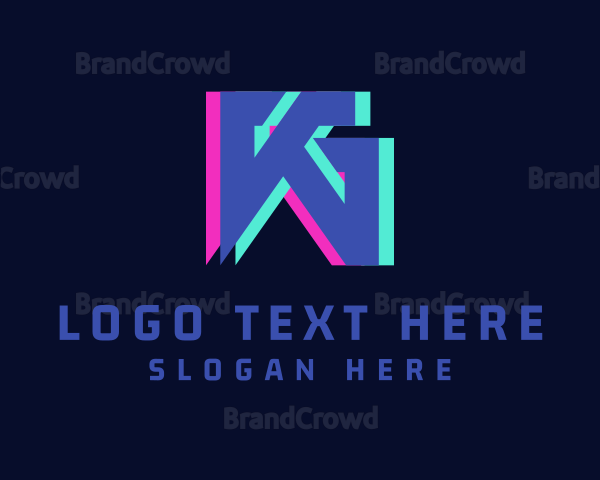 Glitch Letter KG Monogram Logo