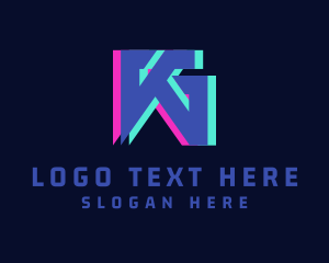 Software - Glitch Letter KG Monogram logo design