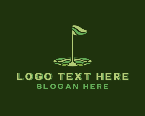 Golf Ball - Flag Golf Course logo design