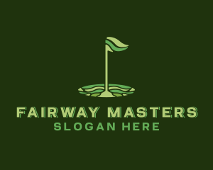 Golfer - Flag Golf Course logo design