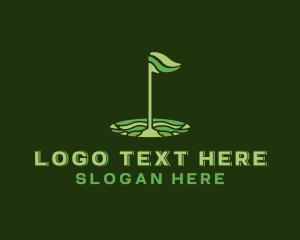 Golfer - Flag Golf Course logo design