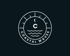 Nautical Wave Moon logo design