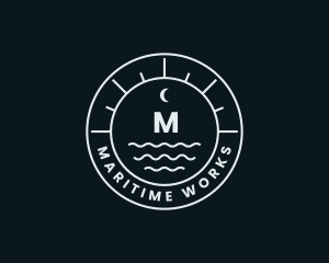 Nautical Wave Moon logo design