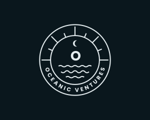 Nautical Wave Moon logo design