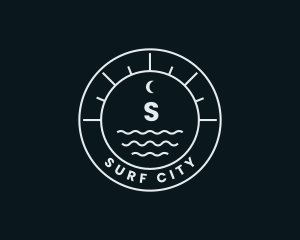 Nautical Wave Moon logo design