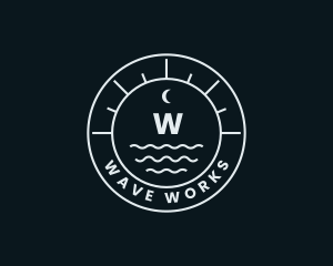 Nautical Wave Moon logo design