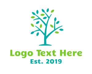 Leaf - Blue Green Tree logo design
