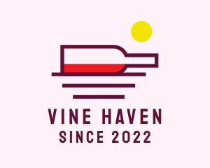 Wine Bar - Wine Bottle Sunset logo design